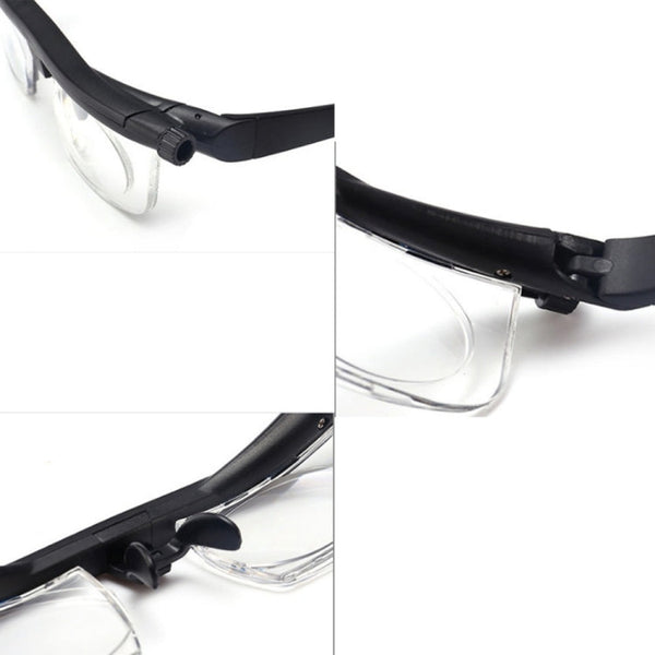 Adjustable Strength Lens Reading Myopia Glasses Eyewear Variable Focus Vision, for -6.00D to +3.00D
