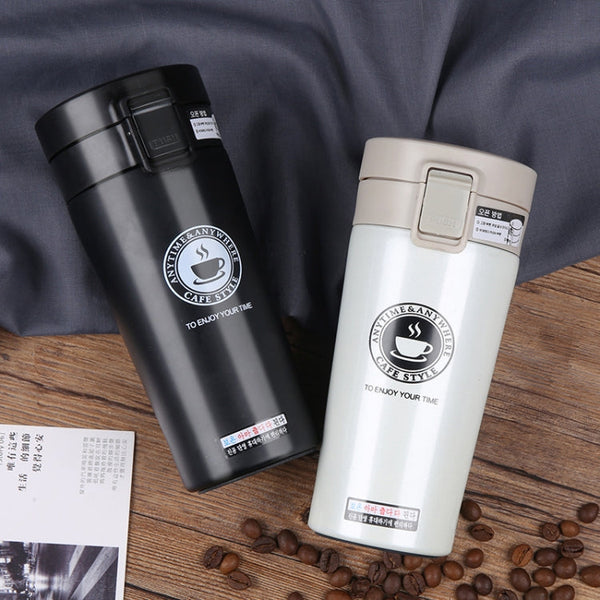 Double Wall Stainless Steel Vacuum Flasks 380ml Car Thermo Cup Coffee Tea Travel Mug Thermol Bottle, 380ml