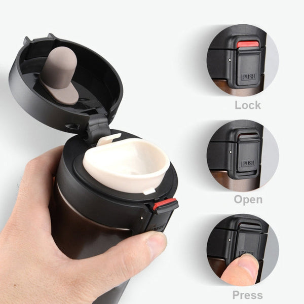 Double Wall Stainless Steel Vacuum Flasks 380ml Car Thermo Cup Coffee Tea Travel Mug Thermol Bottle, 380ml