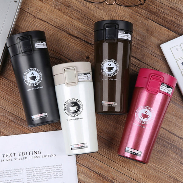 Double Wall Stainless Steel Vacuum Flasks 380ml Car Thermo Cup Coffee Tea Travel Mug Thermol Bottle, 380ml