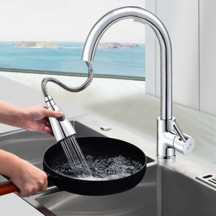 Kitchen Pull-out Faucet Hot And Cold Home 304 Stainless Steel Retractable Rotating Faucet