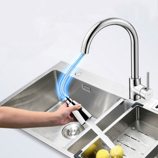 Kitchen Pull-out Faucet Hot And Cold Home 304 Stainless Steel Retractable Rotating Faucet