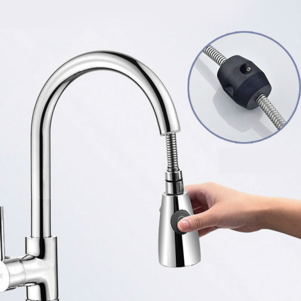 Kitchen Pull-out Faucet Hot And Cold Home 304 Stainless Steel Retractable Rotating Faucet