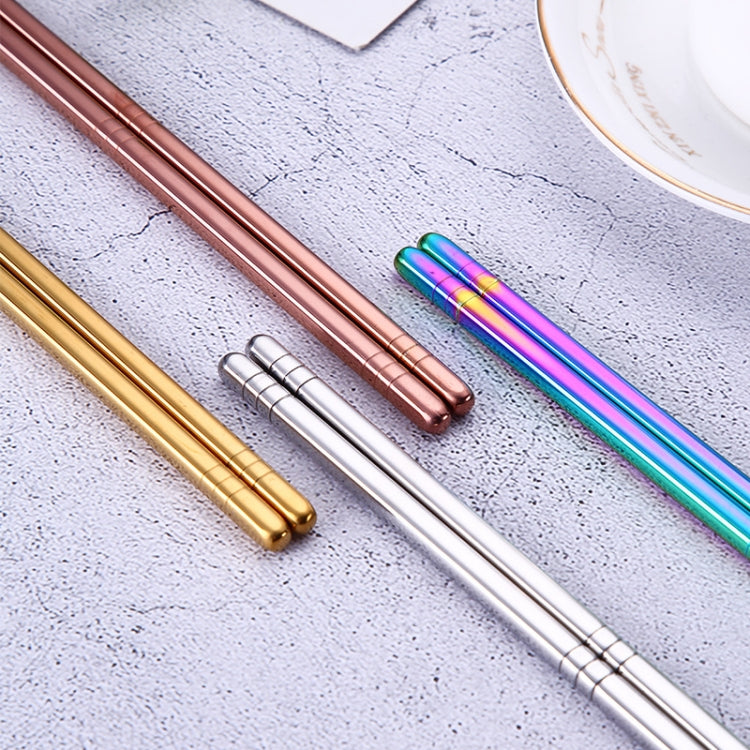 1 Pair Stainless Steel Tableware Colorful Reusable Metal Chopsticks Dishware, Length：23cm