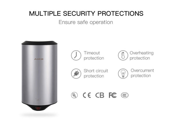 304 Stainless Steel Automatic SensorJet Hand Dryer High Speed Airflow for Home Hotel Airport Hands Drying Machine