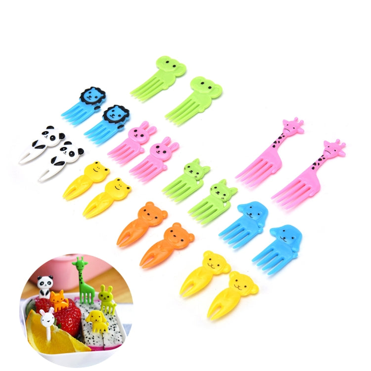 5 Sets 10 in 1 Creative Cartoon Animal Plastic Children Fruit Fork Bento Decoration Toothpick