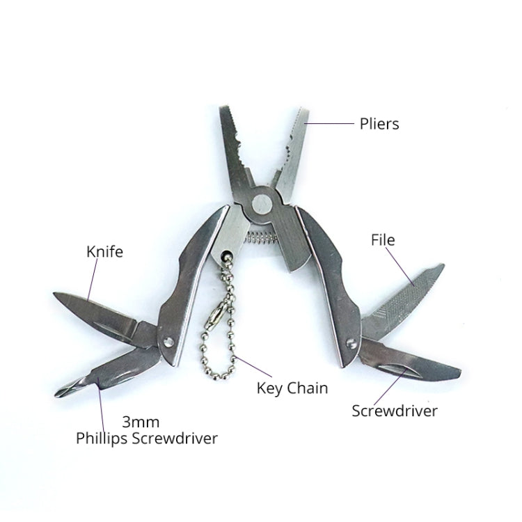 Portable Multifunction Folding Plier Stainless Steel Foldaway Knife Keychain Screwdriver