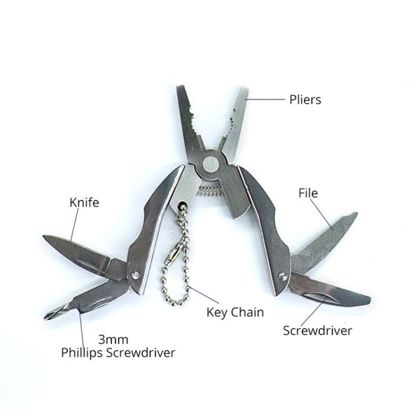Portable Multifunction Folding Plier Stainless Steel Foldaway Knife Keychain Screwdriver