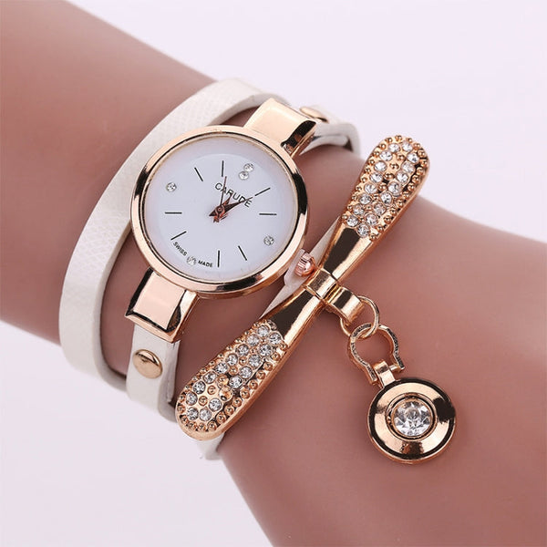 Fashion Women Casual Bracelet Leather Band Watch, Beige, Black, Blue, Brown, Dark Blue, Green, Orange, Red, White