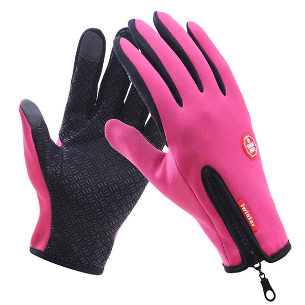Cycling Gloves Full Finger Neoprene PU Breathable Leather Warm Winter Outdoor Sports Gloves, XL, L, M