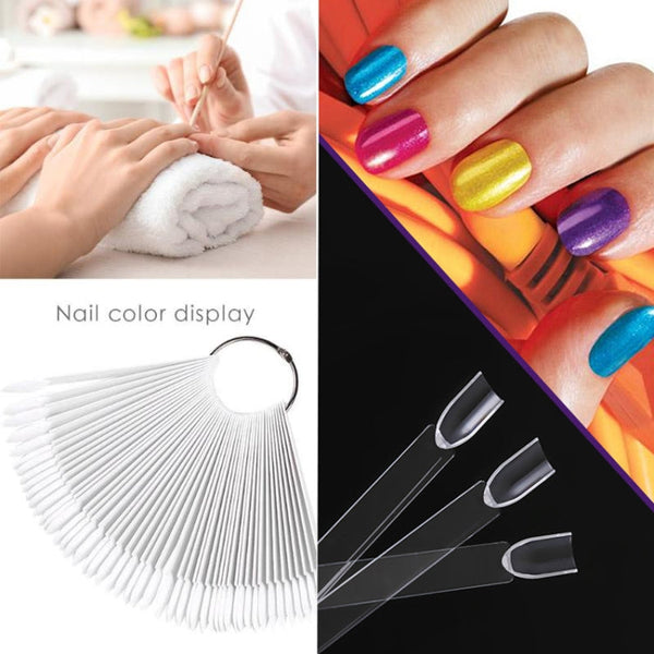 3 Set Fan-shaped Nail Mold Swatch Nail Polish Color Card Nail Art Display Board