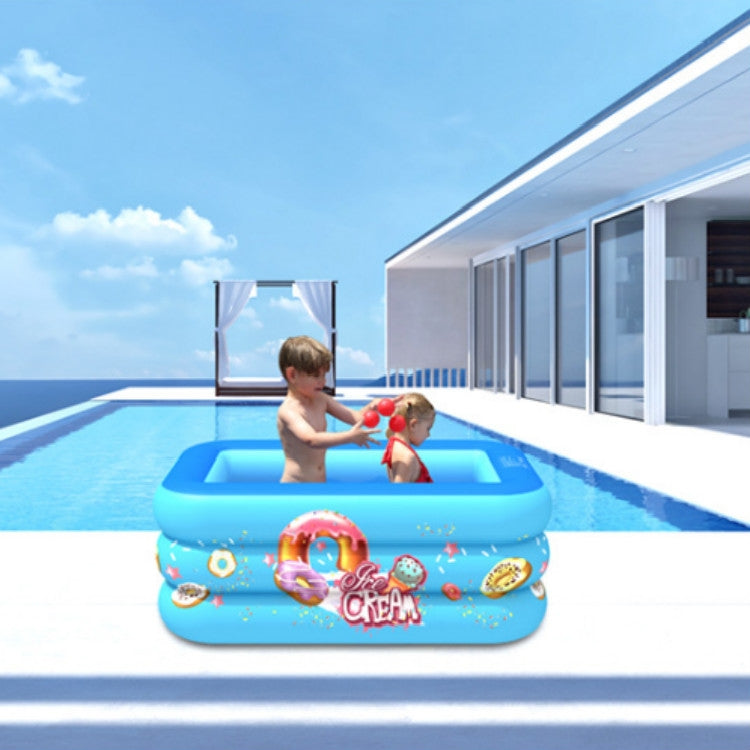 Household Indoor and Outdoor Ice Cream Pattern Children Square Inflatable Swimming Pool