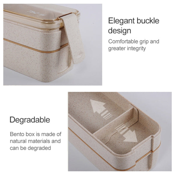 750ml Healthy Material Wheat Straw 2 Layer Lunch Box Dinnerware Food Storage Bento Container Microwave Lunchbox