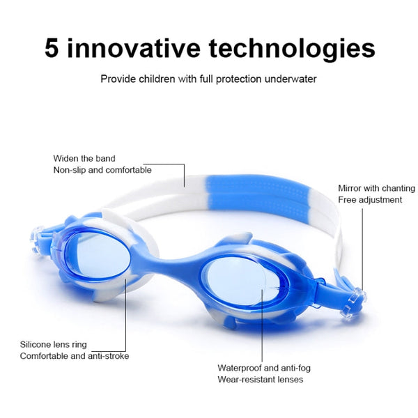 4 in 1 Cartoon Little Crab Waterproof and Anti-fog Silicone Swimming Goggles + Printed Pattern Swimming Cap + Nose Clip Earplugs + Storage Bag Swimming Equipment Set for Children, 4 in 1 Swimming Set (Blue Crab), 4 in 1 Swimming Set (Pink Crab)        ...