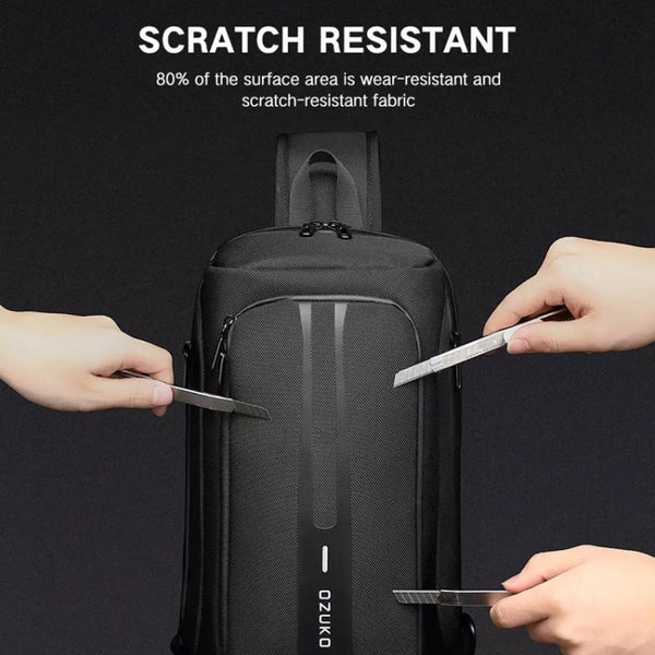 Ozuko 9315 Outdoor Waterproof Men Business Chest Bag Anti-theft Shoulder Messenger Bag with External USB Charging Port