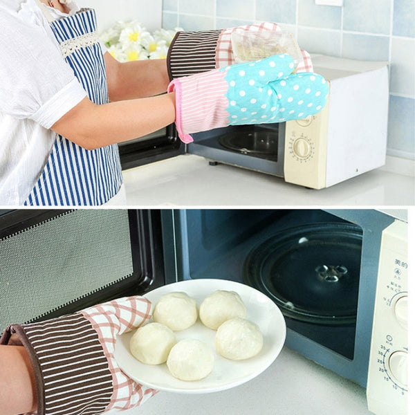 2 PCS Heat Insulation Gloves For Microwave Oven Thickened High Temperature Resistant Anti-scald Kitchen Baking Gloves, 2 PCS
