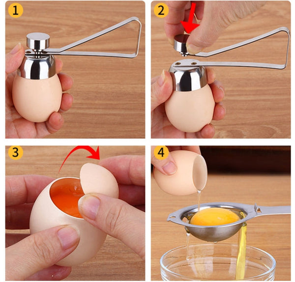 Metal Egg Scissors Egg Topper Cutter Shell Opener Stainless Steel Boiled Raw Egg Creative Kitchen Tools, Egg Topper