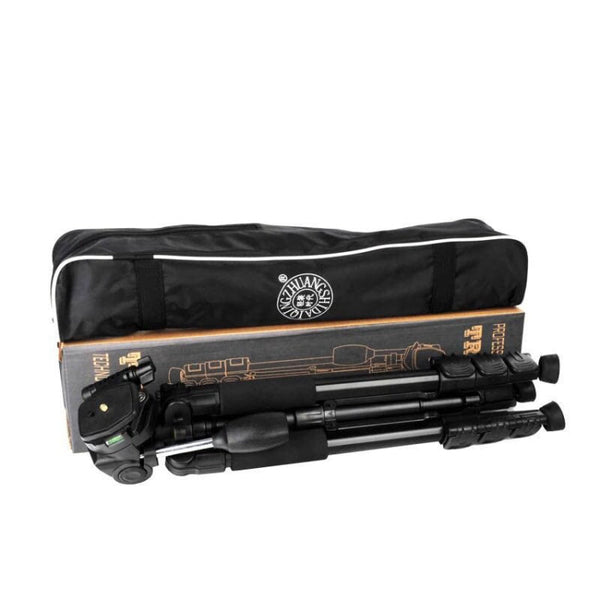 Q111 4-Section Folding Legs Live Broadcast Aluminum Alloy Tripod Mount with Three-dimensional Damping Tripod Heads