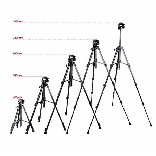 Q111 4-Section Folding Legs Live Broadcast Aluminum Alloy Tripod Mount with Three-dimensional Damping Tripod Heads