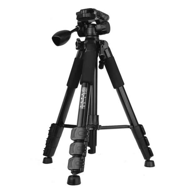 Q111 4-Section Folding Legs Live Broadcast Aluminum Alloy Tripod Mount with Three-dimensional Damping Tripod Heads