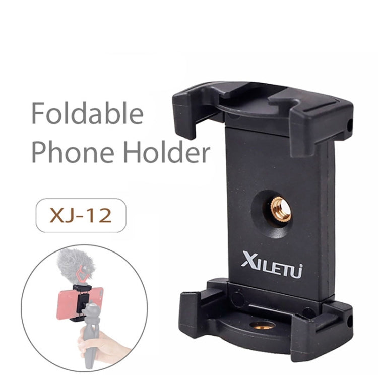 Xiletu Xj-12 Live Broadcast Bracket Fixing Clip Tripod Mount Phone Clamp with 1/4 inch Screw Holes & Cold Shoe Base