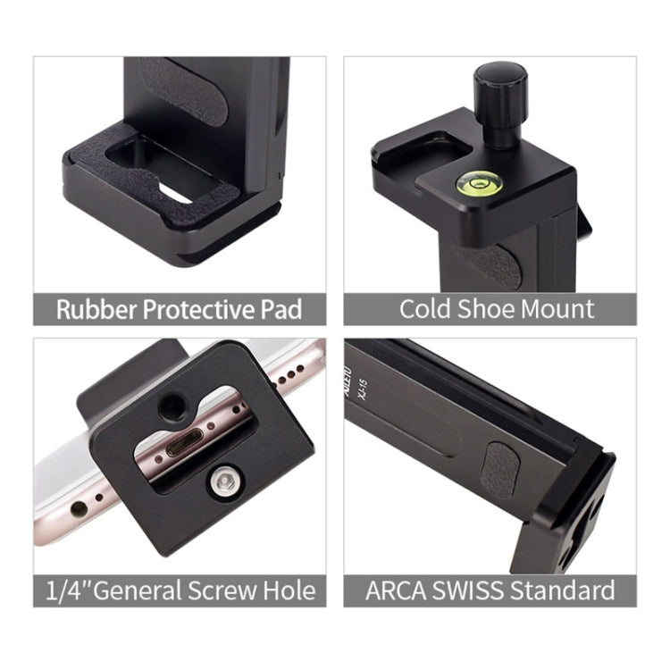 Xiletu Xj15 Live Broadcast Desktop Full Metal Tripod Mount Tablet Pc Phone Clamp With 1/4 Inch Screw Holes & Cold Shoe Base