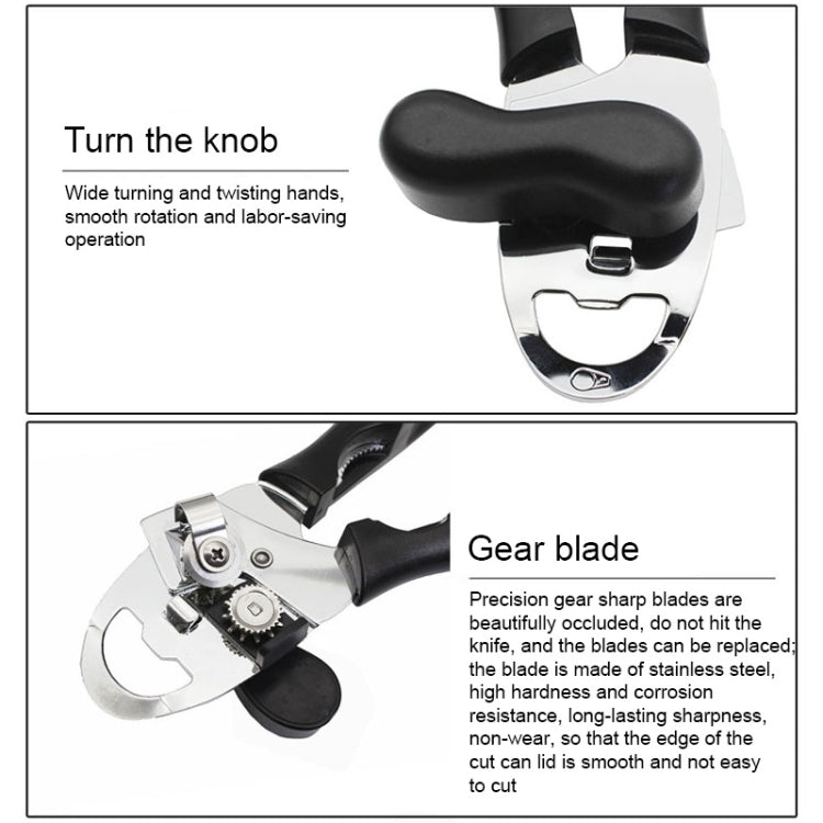 4 in 1 Multifunctional Can Opener Kitchen Household Lid Opener Canning Knife, Black, Green