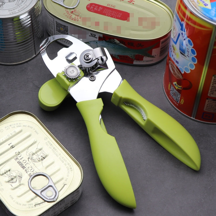 4 in 1 Multifunctional Can Opener Kitchen Household Lid Opener Canning Knife, Black, Green
