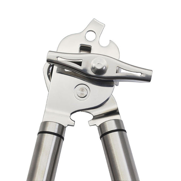 3 in 1 Thickened 304 Stainless Steel Manual Powerful Multifunctional Bottle Opener, Silver + Black Stripe