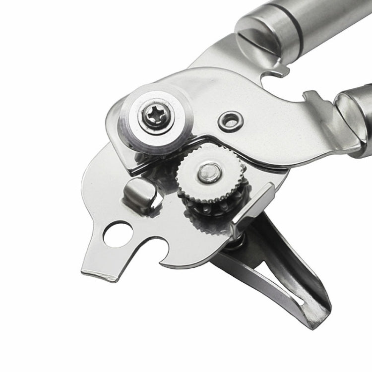 3 in 1 Thickened 304 Stainless Steel Manual Powerful Multifunctional Bottle Opener, Silver + Black Stripe