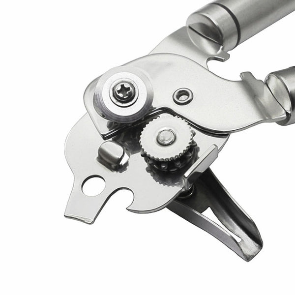 3 in 1 Thickened 304 Stainless Steel Manual Powerful Multifunctional Bottle Opener, Silver + Black Stripe