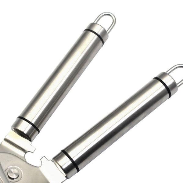 3 in 1 Thickened 304 Stainless Steel Manual Powerful Multifunctional Bottle Opener, Silver + Black Stripe