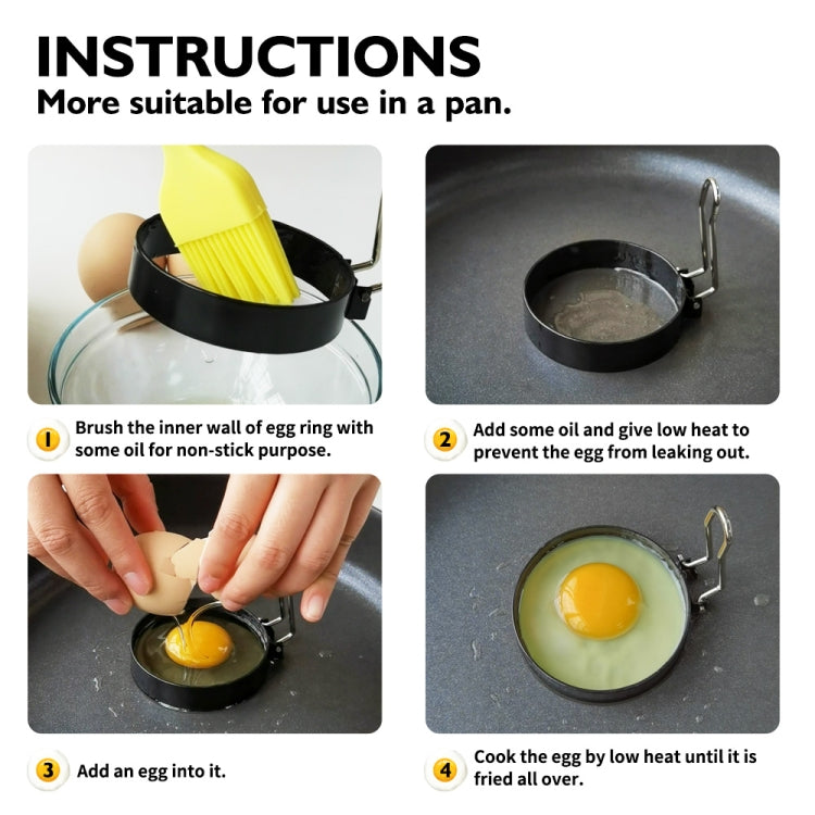 2-Pack Egg Ring Iron Spray Non-Stick Round Omelette Model Omelette Mold with Brush