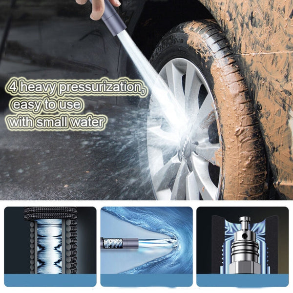 High Pressure Car Wash Water Gun Car Home Dual-Use Tap Water Brushing Car Washing Booster Nozzle Telescopic Hose