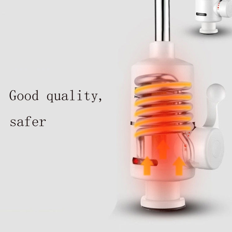 Kitchen Instant Electric Hot Water Faucet EU Plug, Lamp Display Big Elbow, Digital Display Big Elbow