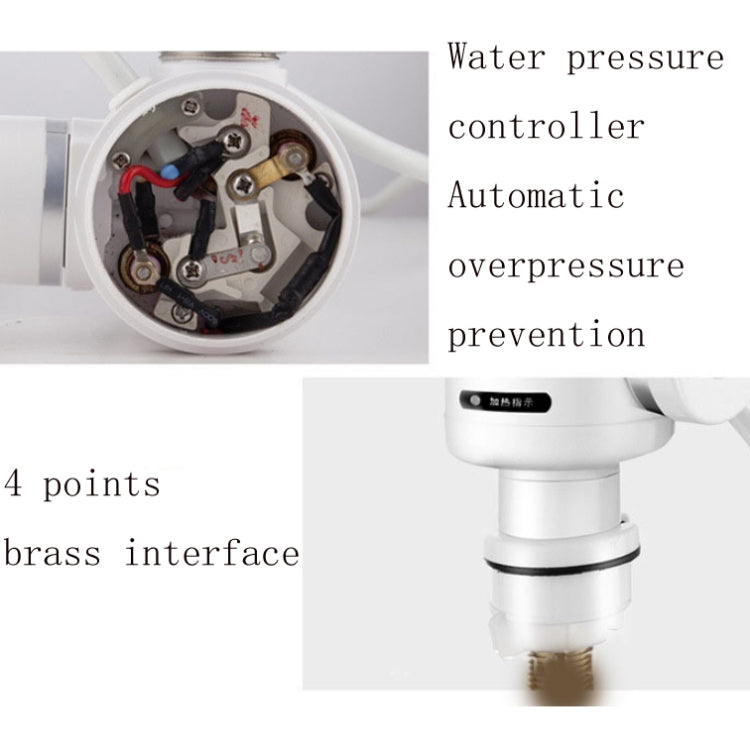 Kitchen Instant Electric Hot Water Faucet EU Plug, Lamp Display Big Elbow, Digital Display Big Elbow