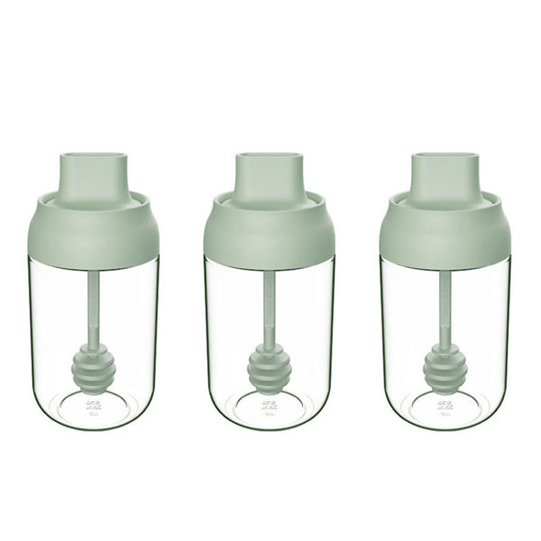 3 PCS Macaron Ribbon Moisture-Proof Lid Spoon One Seasoning Jar Glass Seasoning Bottle with Label, Seasoning Bottle, Honey Bottle, Brush Oil Bottle