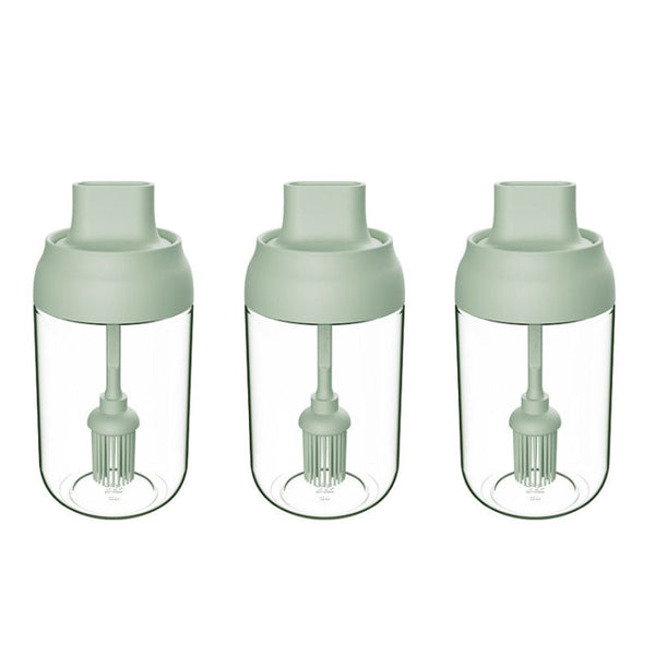 3 PCS Macaron Ribbon Moisture-Proof Lid Spoon One Seasoning Jar Glass Seasoning Bottle with Label, Seasoning Bottle, Honey Bottle, Brush Oil Bottle