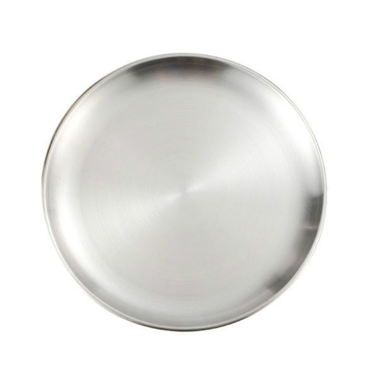 Stainless Steel Thickened Round Plate Cafe Tray Fruit Cake Plate Bone Plate Dish Shallow Plate