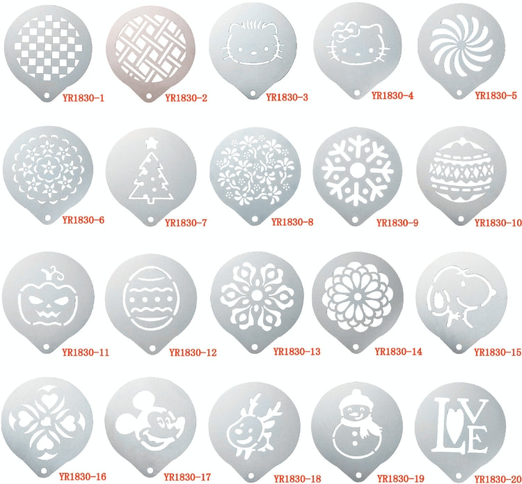 6 PCS Stainless Steel Garland Mold Fancy Coffee Printing Model Coffee Milk Foam Spray Pattern Template Random Style Delivery, 6 PCS