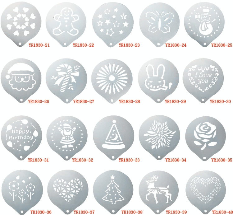 6 PCS Stainless Steel Garland Mold Fancy Coffee Printing Model Coffee Milk Foam Spray Pattern Template Random Style Delivery, 6 PCS