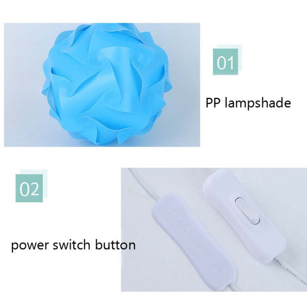 Creative Bedroom Bedside Night Light USB Round Romantic Room Decoration Lamp with Wood Base, DIY Material Kit, Finished Product