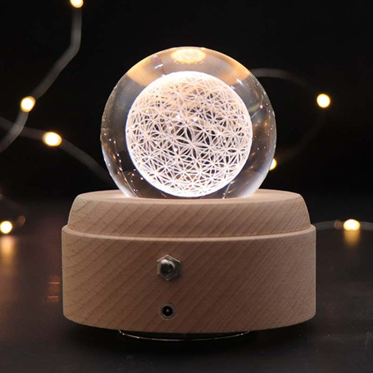 Girl Bedside Lamp Crystal Ball Wooden Base Music Box Charging Glow Rotating Night Light, Random Music
