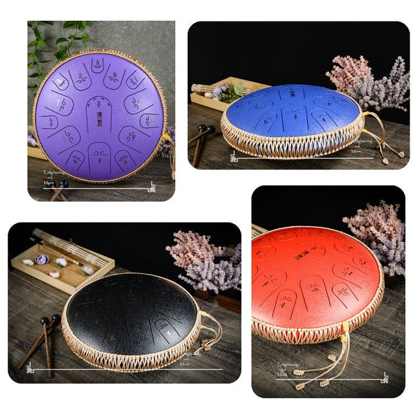 15-Tone Ethereal Drum 14-Inch Steel Tongue Drum Hollow Drum Sanskrit Drummer Disc