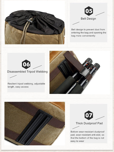 Batik Canvas Waterproof Photography Bag Outdoor Wear-resistant Large Camera Photo Backpack Men for Nikon / Canon / Sony / Fujifilm