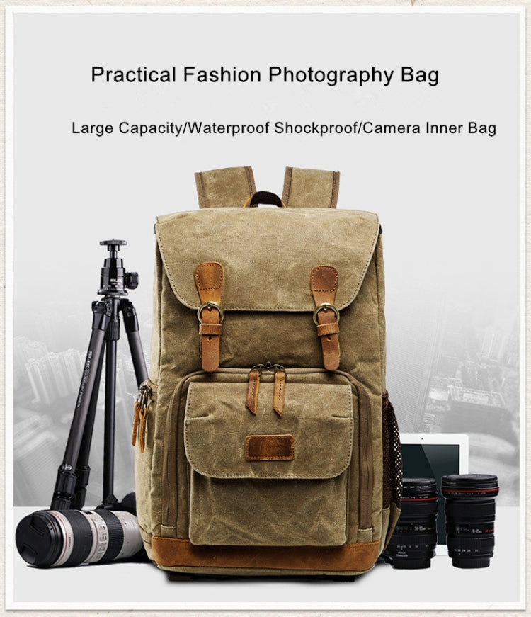 Batik Canvas Waterproof Photography Bag Outdoor Wear-resistant Large Camera Photo Backpack Men for Nikon / Canon / Sony / Fujifilm