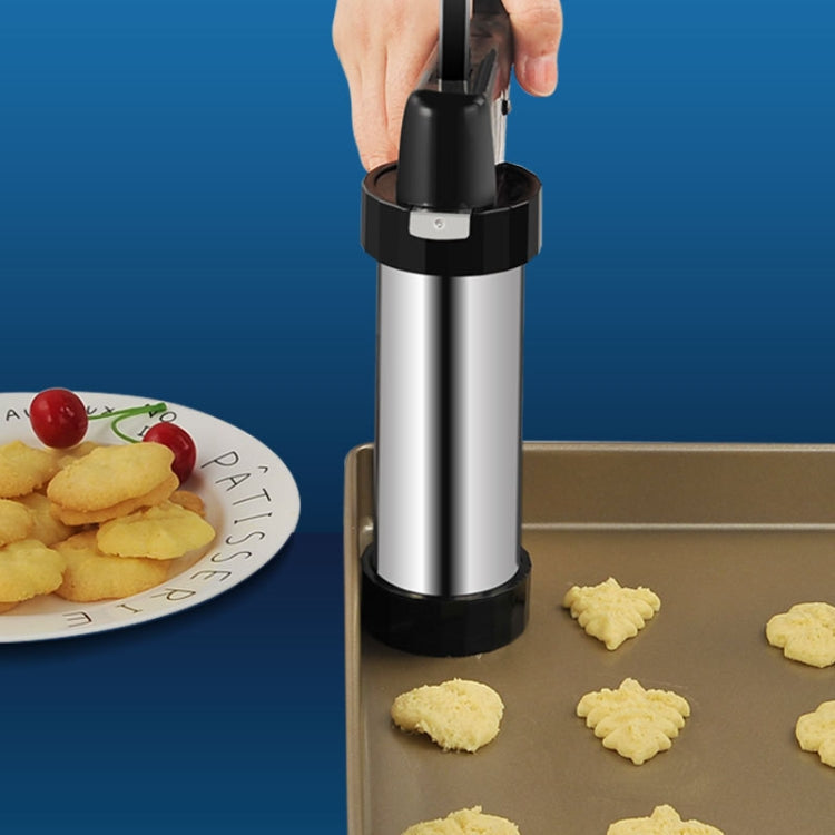 Multi-Function Stainless Steel Piping Gun Set Cookie Biscuits Hand Pressing Biscuit Machine Household DIY Baking Tools, 16 in 1(Silver)