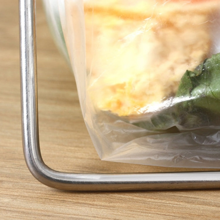 Stainless Steel Kitchen Foldable Storage Rack Plastic Bag Towel Trash Can Holder