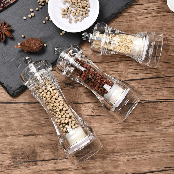 Acrylic Transparent Pepper Grinder Manual Pepper Grinder Ceramic Core Multi-Purpose Seasoning Bottle, 4 Inch, 5 Inch, 6 Inch