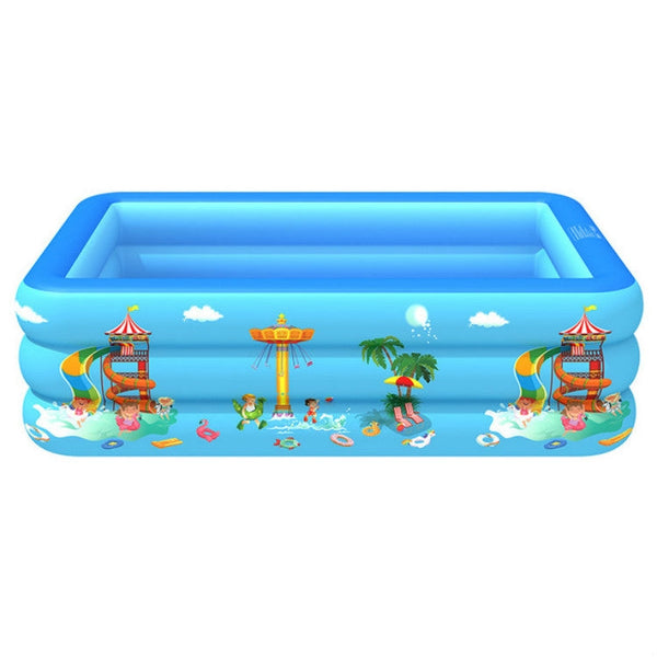 Household Indoor and Outdoor Amusement Park Pattern Children Square Inflatable Swimming Pool, 130 x 85 x 50cm, 150 x 110 x 50cm, 180 x 130 x 55cm, 210 x 135 x 55cm